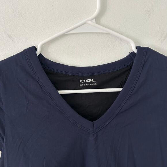 OGL Women's V-Neck Cap Sleeve Side Ruching Padded Brami Top Navy S Small New - Picture 2 of 6